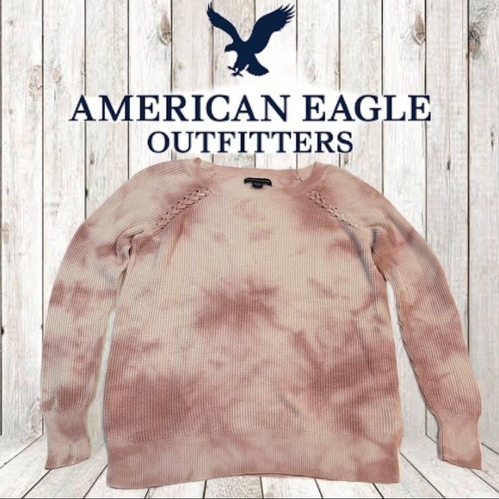 American Eagle Pink‎ and White Tie Dye Sweater - size XS